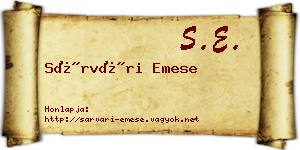 Sárvári Emese névjegykártya